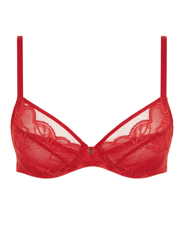 Chantelle 12N1 Scarlet Midnight Flowers Underwire Bra myselflingerie.com